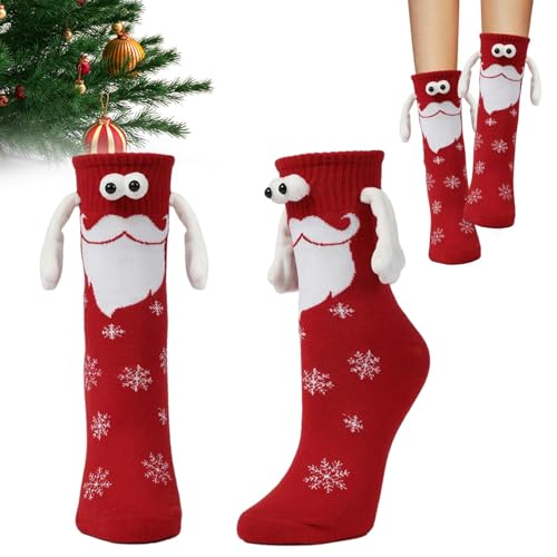 Weihnachtssocken in der Hand,Weihnachts-Magnethandsocken für Freundschaft | 3D-Puppen-Weihnachtsmann-förmige Haltehandsocken für Frauen, Männer, Paare, Weihnachten Shenrongtong von Shenrongtong