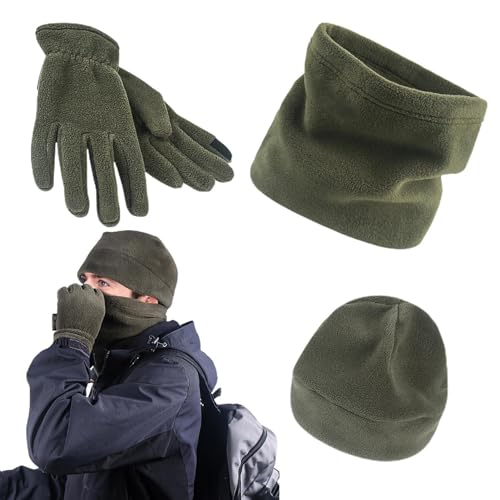 Winterschal-Mütze-Handschuh-Set, Wintermütze und Schal-Set - Warme Mütze, Schal, Handschuhe, dreiteiliges Set - Einfaches modisches Winteraccessoire zum Klettern, Radfahren, Skaten, Shenrongtong von Shenrongtong