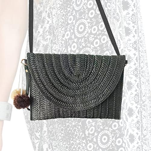 shenrongtong Damen Strohtasche - Damen Handtaschen Geldbörse - Wiederverwendbare handgewebte Sommer-Clutch mit mäßigem Fassungsvermögen für Reisekosmetik von Shenrongtong