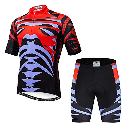 Herren Radsport Trikot Set MTB Rennrad Kurzarm Bike Shirt mit 3D Gel gepolsterten Shorts Radbekleidung Set von Shenshan