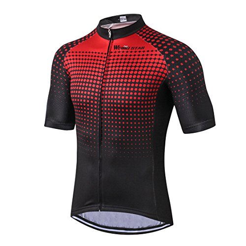 Radfahren Jersey Männer Bike Clothes Road Cycle Sommer Berg MTB Fahrrad Kleidung Kurzarm T-Shirts Outdoor Sports Top atmungsaktiv Rot schwarzGröße L von Shenshan