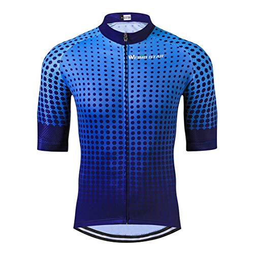 Shenshan MTB Trikot Herren Radtrikot Kurzarm Bike Jersey Reißverschluss Mountain Road Bekleidung Fahrrad-Oberteile Atmungsaktiv Sommer Pro Team Sports Rennbluse Radtrikot für Herren Größe L von Shenshan