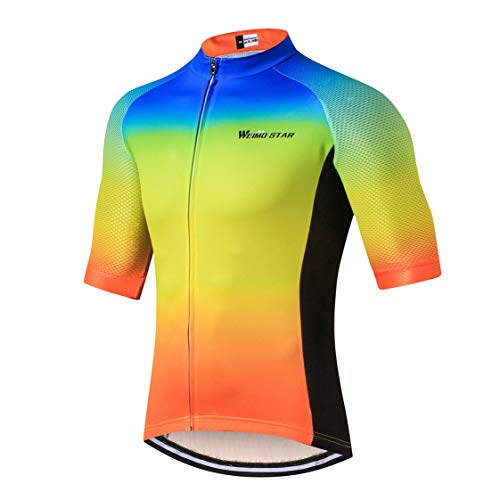 Shenshan MTB Trikot Herren Radtrikot Kurzarm Bike Jersey Reißverschluss Mountain Road Bekleidung Fahrrad-Oberteile Atmungsaktiv Sommer Pro Team Sports Rennbluse Radtrikot für Herren Größe XXXL von Shenshan