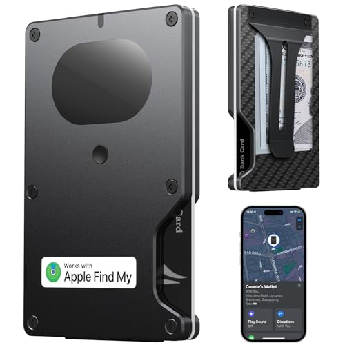 Geldbörse Herren Ultradünne - Smart Wallet mit Standortverfolgung, Air Wallet Build-in Airtag Chip Kompatibel mit Apple Find My iOS Only, RFID-Blockierender Kartenhalter mit Geldclip (Kohlefaser) von Shepatio