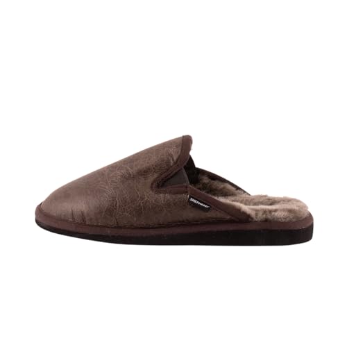 Shepherd Adam. Hausschuhe aus echtem Lammfell. Schmiegsame Passform dank elastisch gearbeiteter Seiten. Einfassungen an Öffnung und Sohle sowie feste Laufsohle mit Profil. Größe 42 von Shepherd