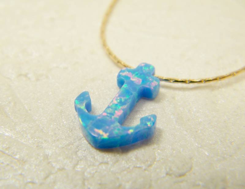 Anker Blau Opal Gold Gefüllt Halskette von SheriEthnicJewelry