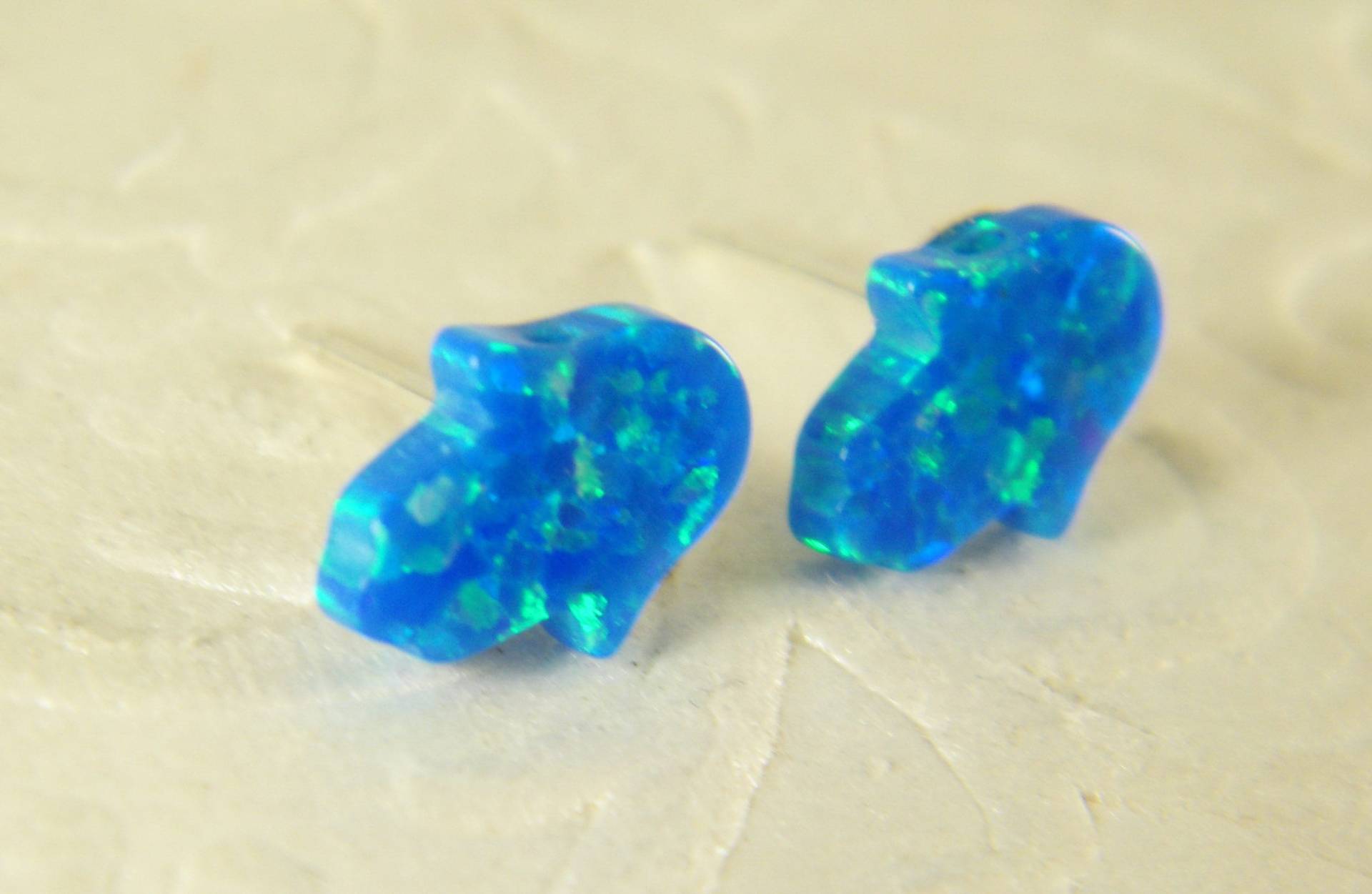 Blauer Opal Ohrstecker Silber Ohrringe von SheriEthnicJewelry