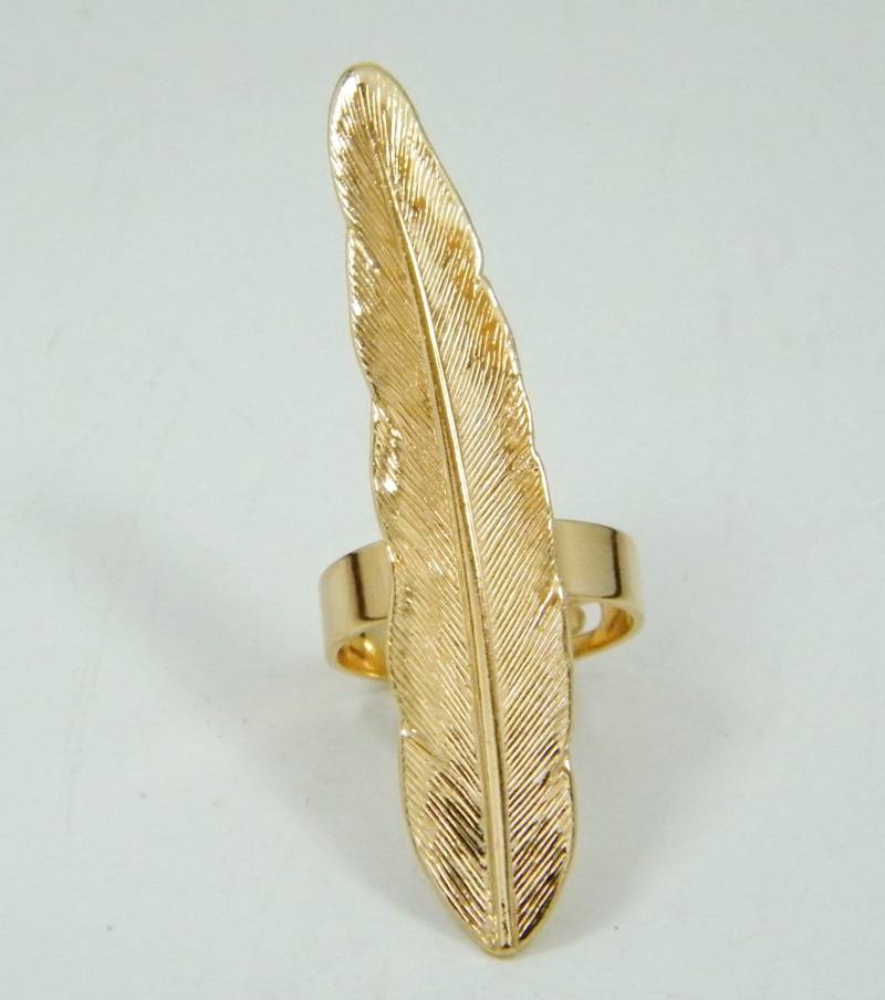 Gold Federring Verstellbaren Langen Ring von SheriEthnicJewelry