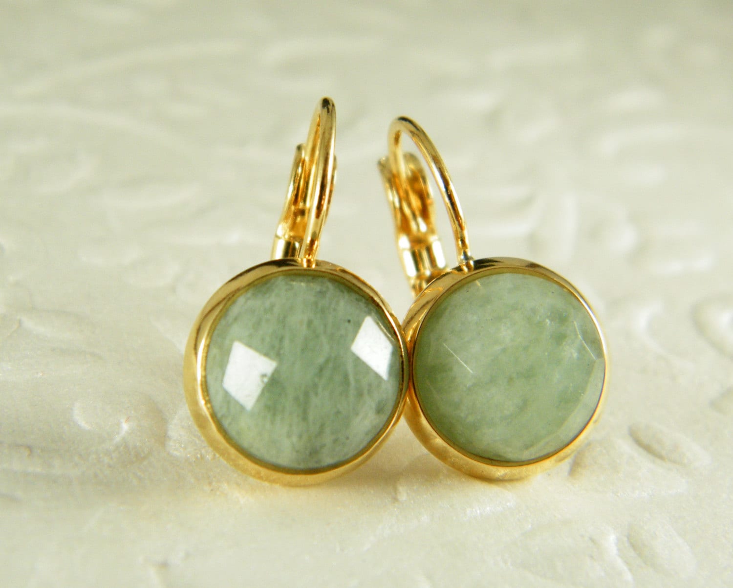 Gold Filled Aquamarin Ohrringe Blau Grüner Edelstein Schmuck von SheriEthnicJewelry