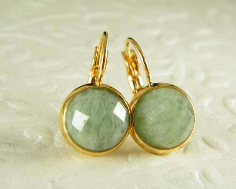 Gold Filled Aquamarin Ohrringe Blau Grüner Edelstein Schmuck von SheriEthnicJewelry