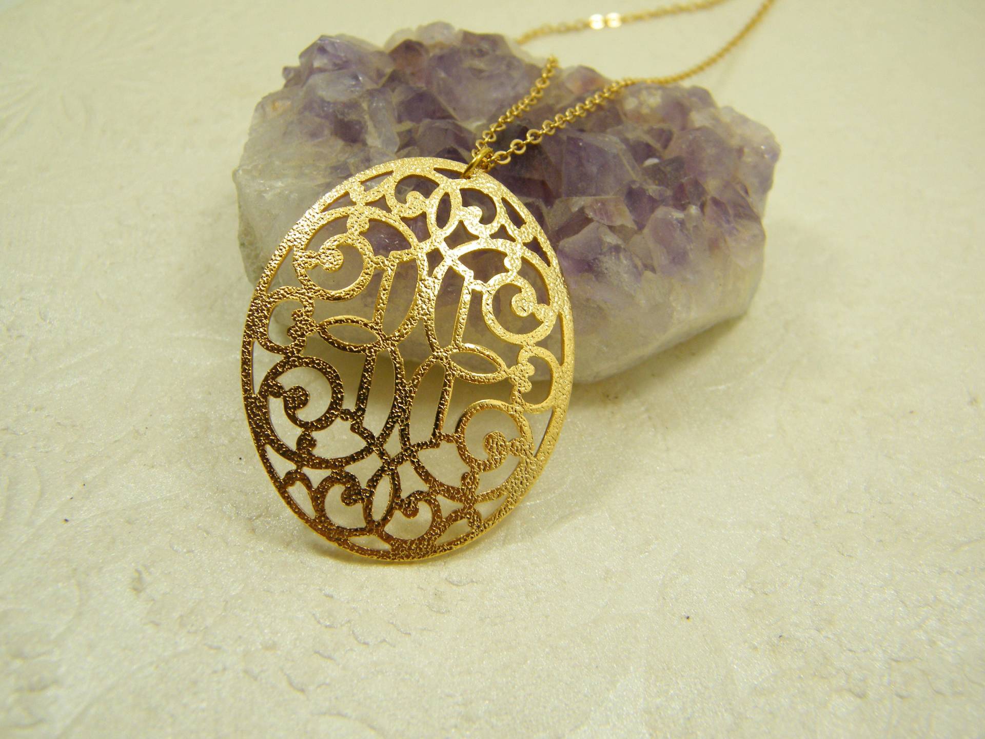 Gold Gefüllt Halskette, Vergoldet Anhänger, Spitze Braut Hochzeitsschmuck, Geschenk Für Sie, Brautjungfer Lange Halskette von SheriEthnicJewelry