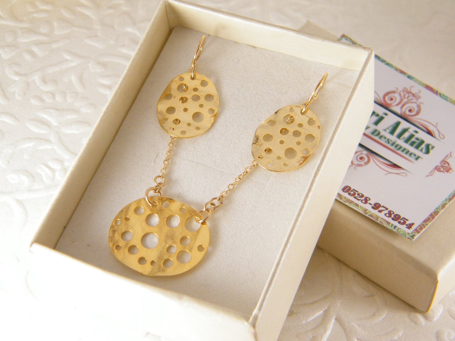 Gold-Set, Gold Gefüllte Halskette, Dangel-Ohrringe, Oval-Löcher Goldanhänger, Boho-Set, Bridesmaid Geschenk, Hochzeits-Schmuck, Schmuck-Sets von SheriEthnicJewelry