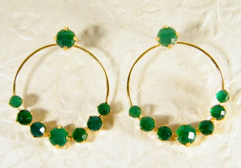 Grüne Achat Gold Große Ohrringe von SheriEthnicJewelry