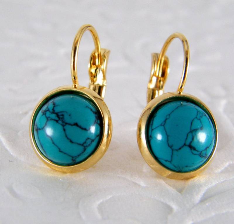 Türkis, Gold Ohrringe von SheriEthnicJewelry