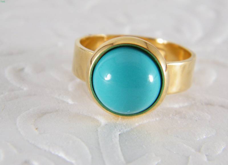 Türkis Gold Ring, Edelstein-stein-Ring, Verstellbarer Cocktail-Ring, Aussagering, Geschenk Für Sie, Schmuck, Unisex-stein-Ring von SheriEthnicJewelry