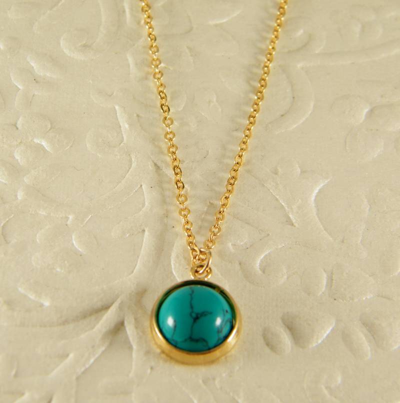 Türkis Halskette, Blaue Gold Türkis-Anhänger, Edelstein 14 K Gefüllte Geschenk Für Frauen, Männer von SheriEthnicJewelry