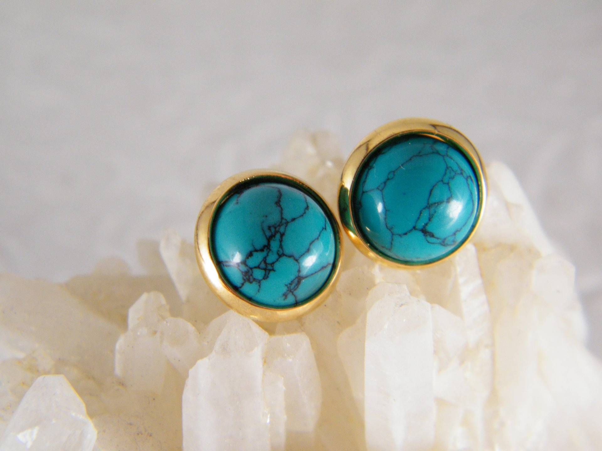 Türkis-Post-Ohrringe, Gold-Post-Ohrringe, Gold Gefüllt Ohrstecker, Blau Und Gold Edelstein-stein-Post, Türkis Schmuck, Geschenk Für Sie von SheriEthnicJewelry