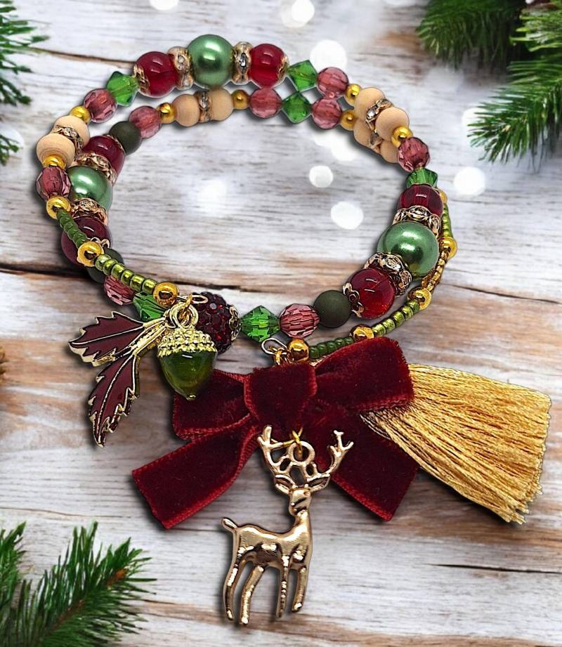 Oktoberfest Beaded Bracelet With Deer & Bow - Dirndl Jewelry Bavarian Style Country Chic Autumn Winter Landhausstil Wiesn Hirsch Armband Oktoberfest Beaded Bracelet With Deer & Bow - Dirndl Jewelry Bavarian Style Country Chic Autumn Winter Landhausstil Wiesn Hirsch Armband von SherlyPearlyJewelry