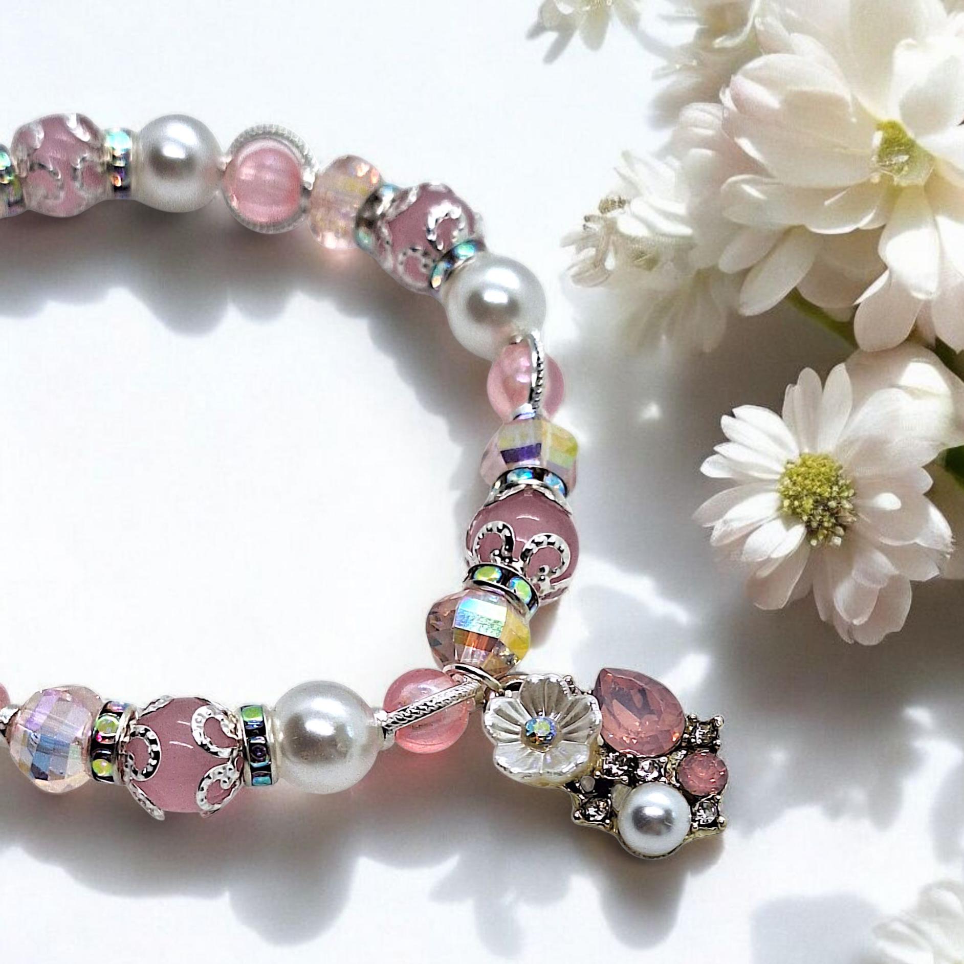Summer Bracelet Armband Beads Charms Elastic Pastell Pink Silver Jewelry Gift Women Flower Rhinestones Handmade Wedding Friends Mother's Day Summer Bracelet Armband Beads Charms Elastic Pastell Pink Silver Jewelry Gift Women Flower Rhinestones Handmade Wedding Friends Mother's Day von SherlyPearlyJewelry