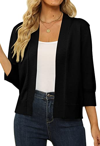 Damen 3/4 Ärmel Open Front Bolero Elegant Strickjacke Shrug Solid Cardigan Top für Hochzeit von Shermia