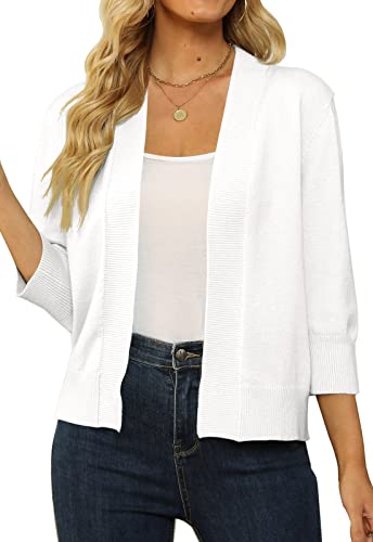 Damen 3/4 Ärmel Open Front Bolero Elegant Strickjacke Shrug Solid Cardigan Top für Hochzeit von Shermia