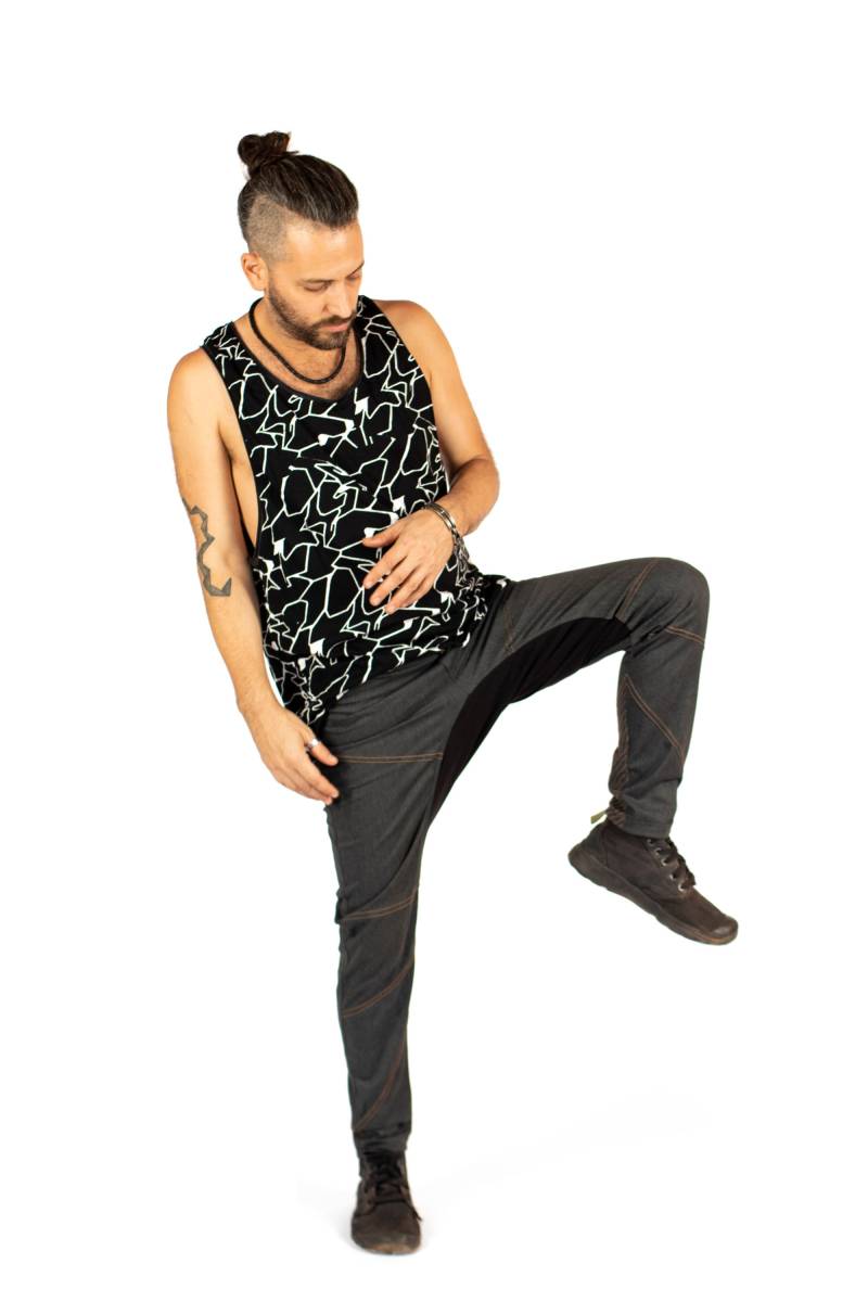 Graue Hose Für Männer Boho Aus Baumwolle Mit Tiefem Schritt, Festival Hipster Hose, Cyberpunk Streetwear Geschenk Ihn von SheronDesigns