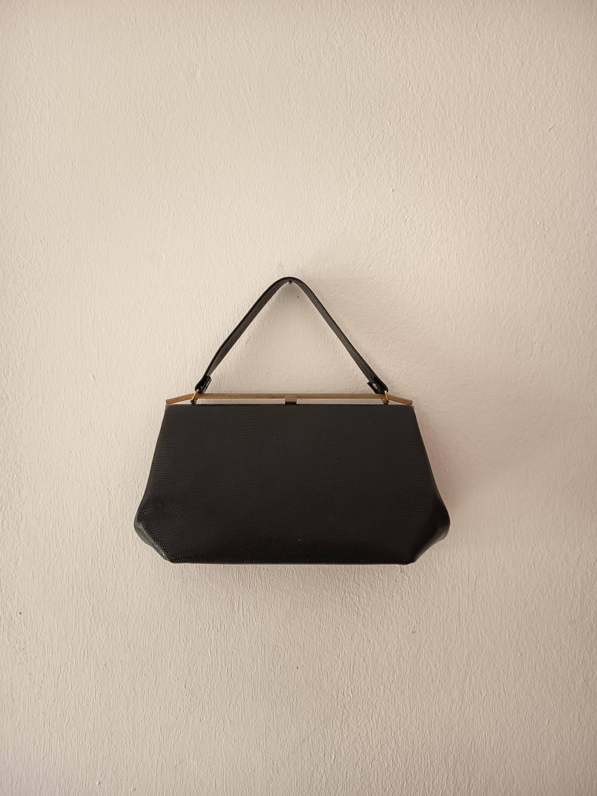 1950Er Jahre Kunstleder Krokodildruck Schwarze Geldbörse von SherpaVintage