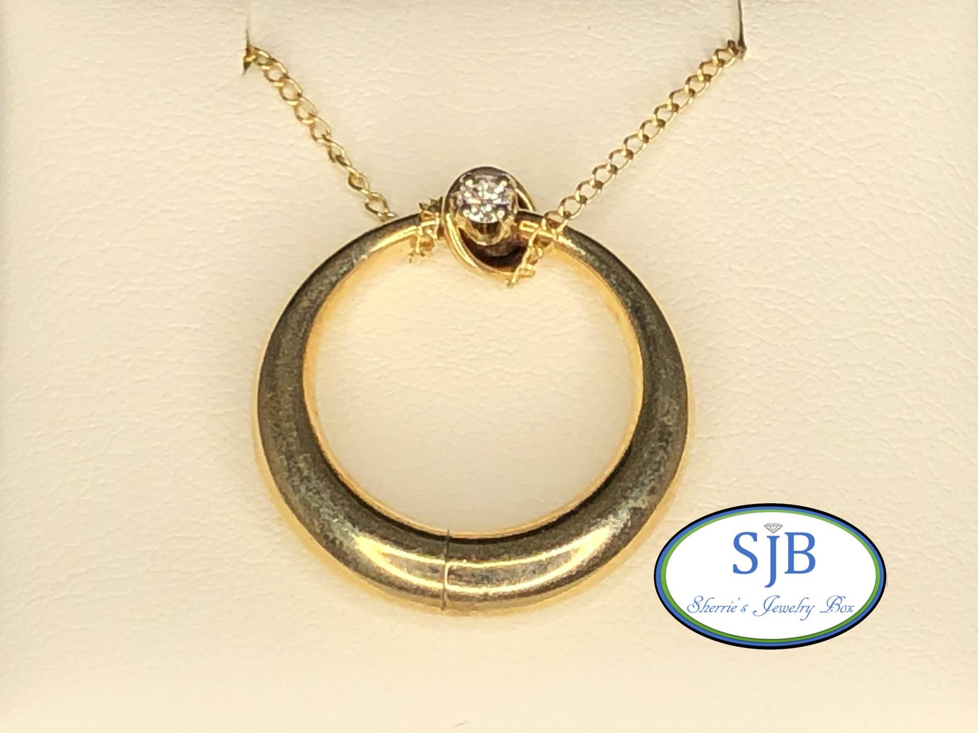 Diamant Anhänger, 14K Gelbgold Kreis #sd774 von SherriesJewelryBox