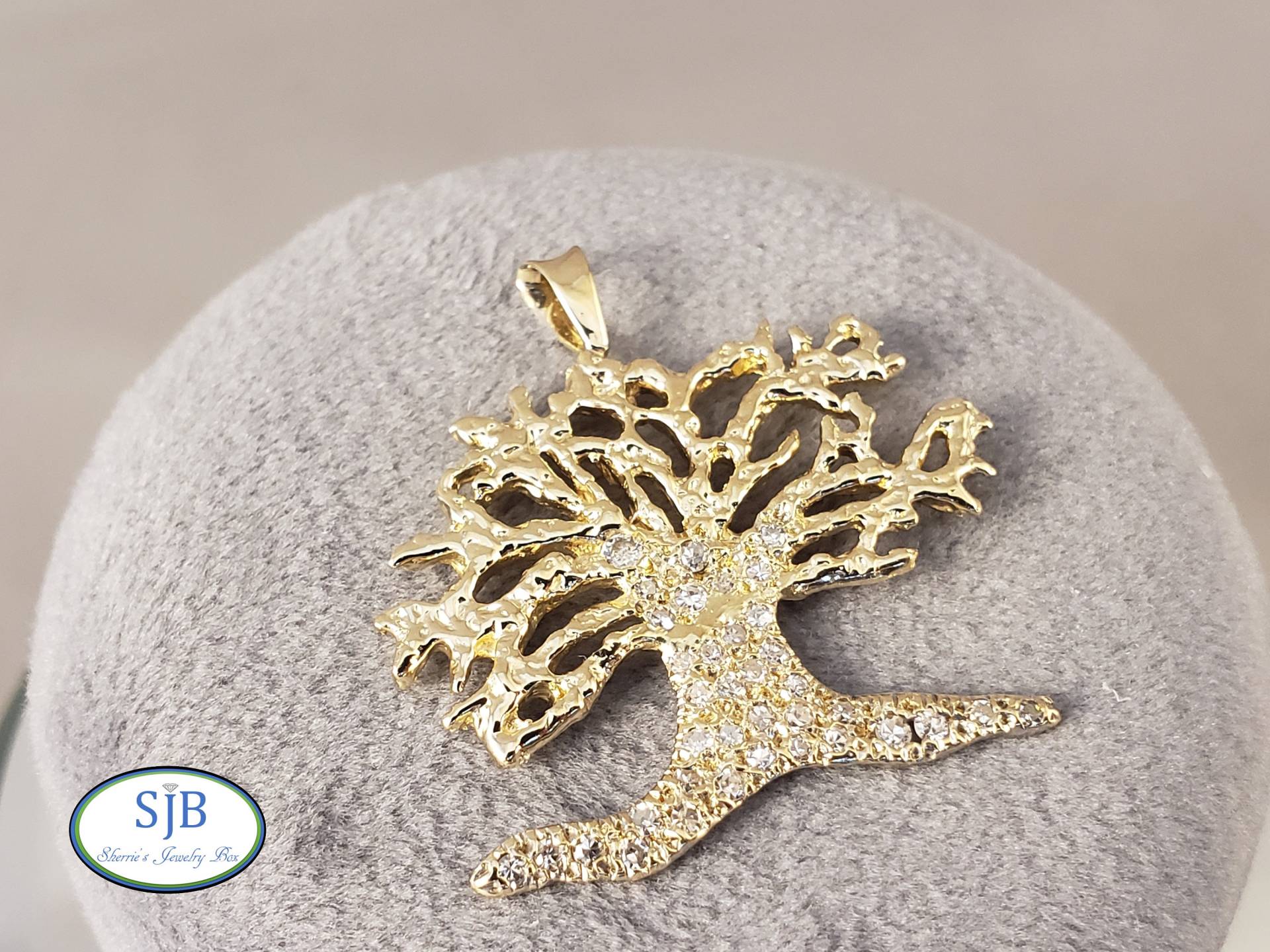 Diamant Anhänger, Vintage 14K Gelbgold Baum Des Lebens # C3015 von SherriesJewelryBox