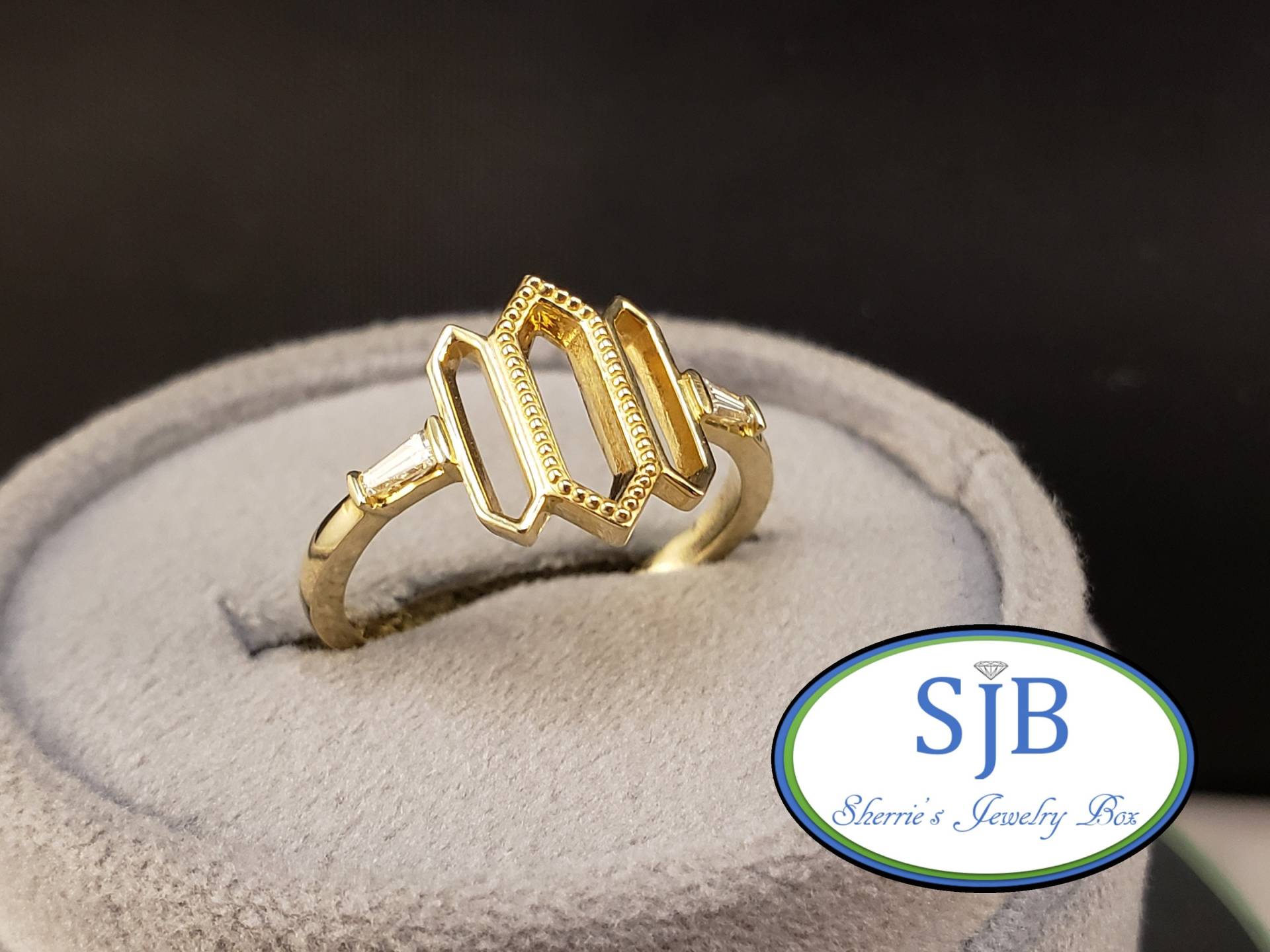 Diamantringe, 14K Gelbgold Diamantring, Baguette Breite Stapelbare Ringe April Geburtssteine, Größe 7, 5, #r1047 von SherriesJewelryBox