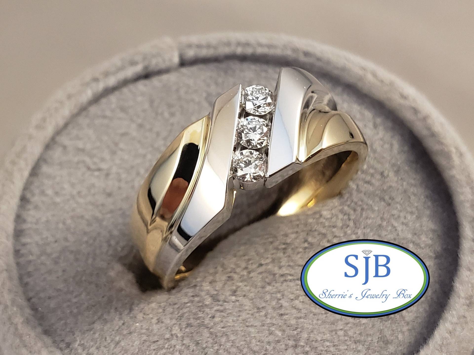 Diamantbänder , 14K Diamantringe Für Männer, Zweifarbiger Diamantring Diamant Ehering 14K, Männer Schmuck, Größe 10, #bt821 von SherriesJewelryBox