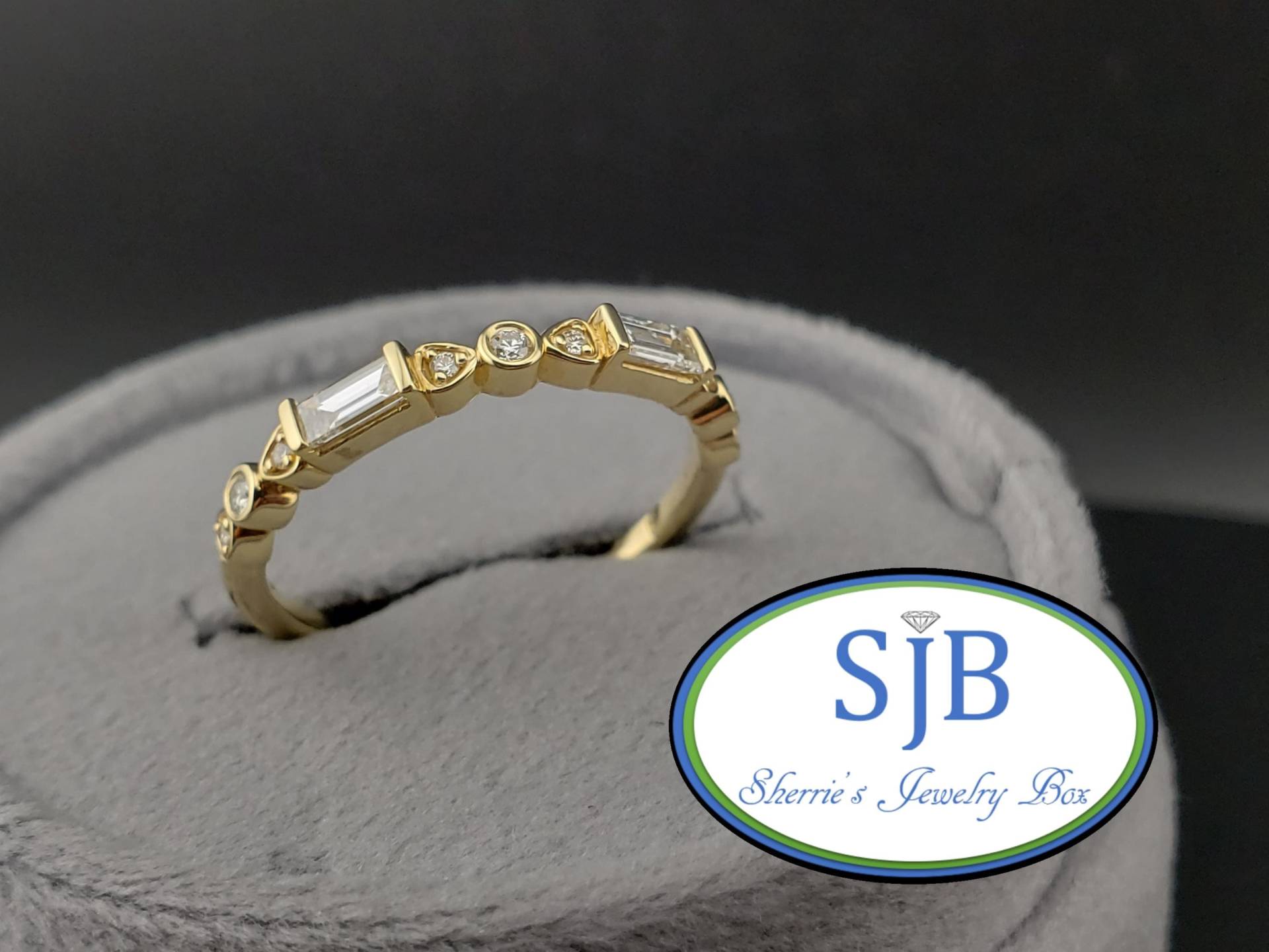 Diamantringe, 14K Gelbgold Baguette Diamantring, 25Ct Diamant Jubiläum Band, Eheringe, Größe 7, 25, #r1077 von SherriesJewelryBox