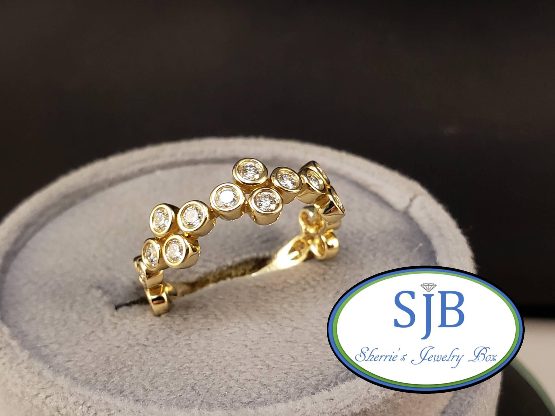 Diamantbänder, 14K Gelbgold Stapelbare Diamantringe, Größe 7, #r941 von SherriesJewelryBox