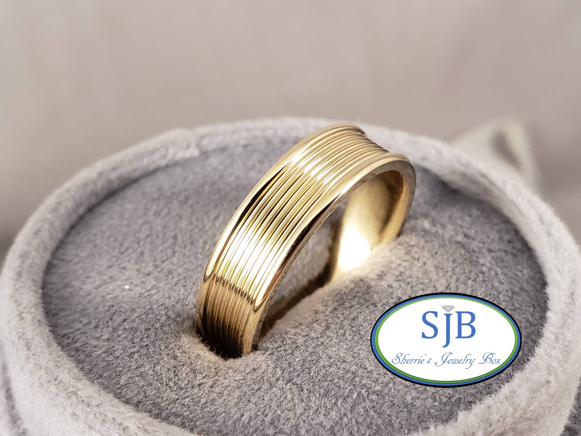 Goldringe, 14K Gelbgold Strukturiertes Band, 6mm Breite Gelbgoldbänder, Ehering Für Herren, Jubiläumsbänder, Stapelbares Größe 10, #bt772 von SherriesJewelryBox