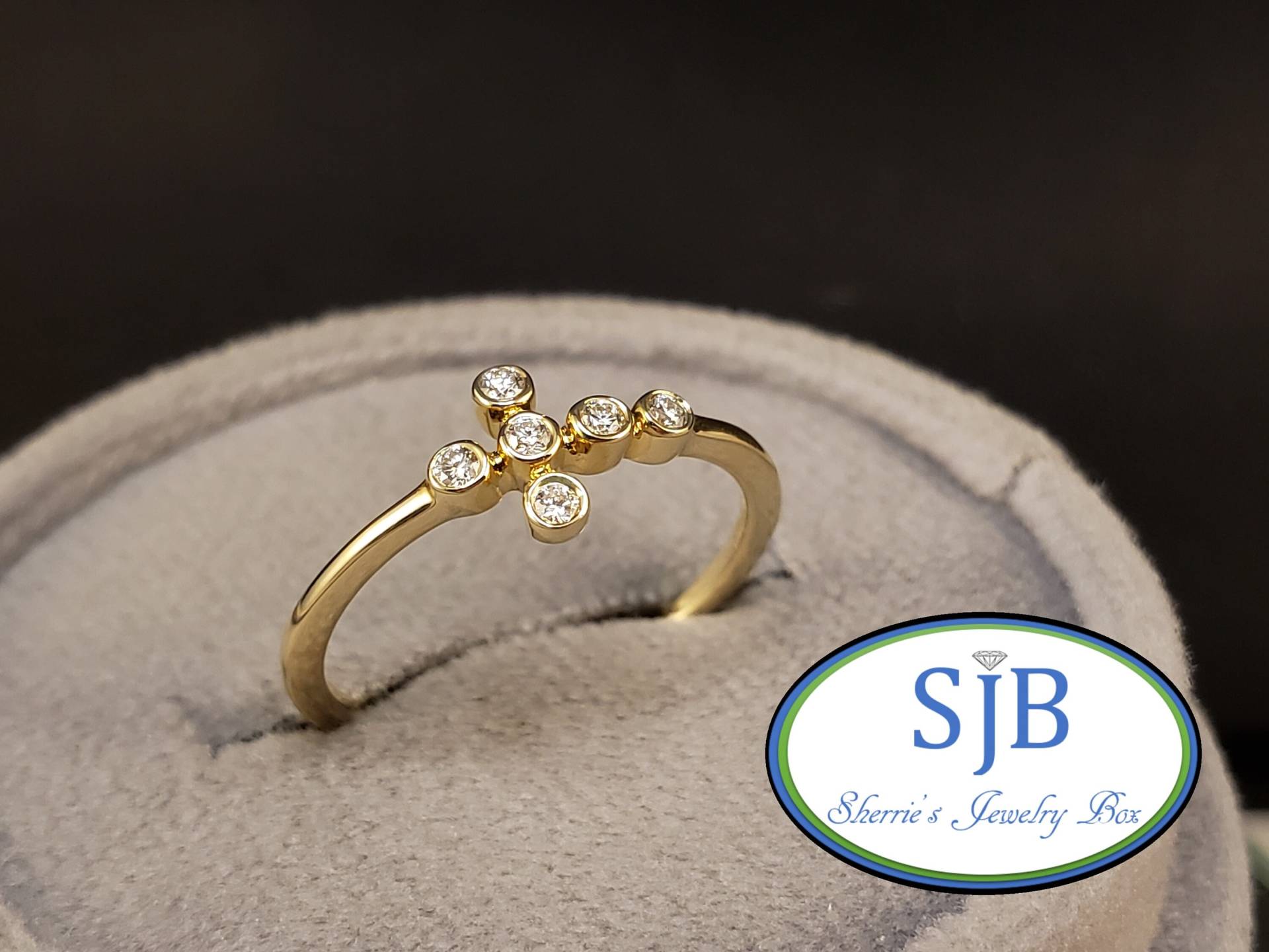 Kreuz Ringe, Diamant 14K Gelbgold Ring, Stapelbarer Bands, Religiöser Schmuck, Größe 6, 5, #r1008 von SherriesJewelryBox