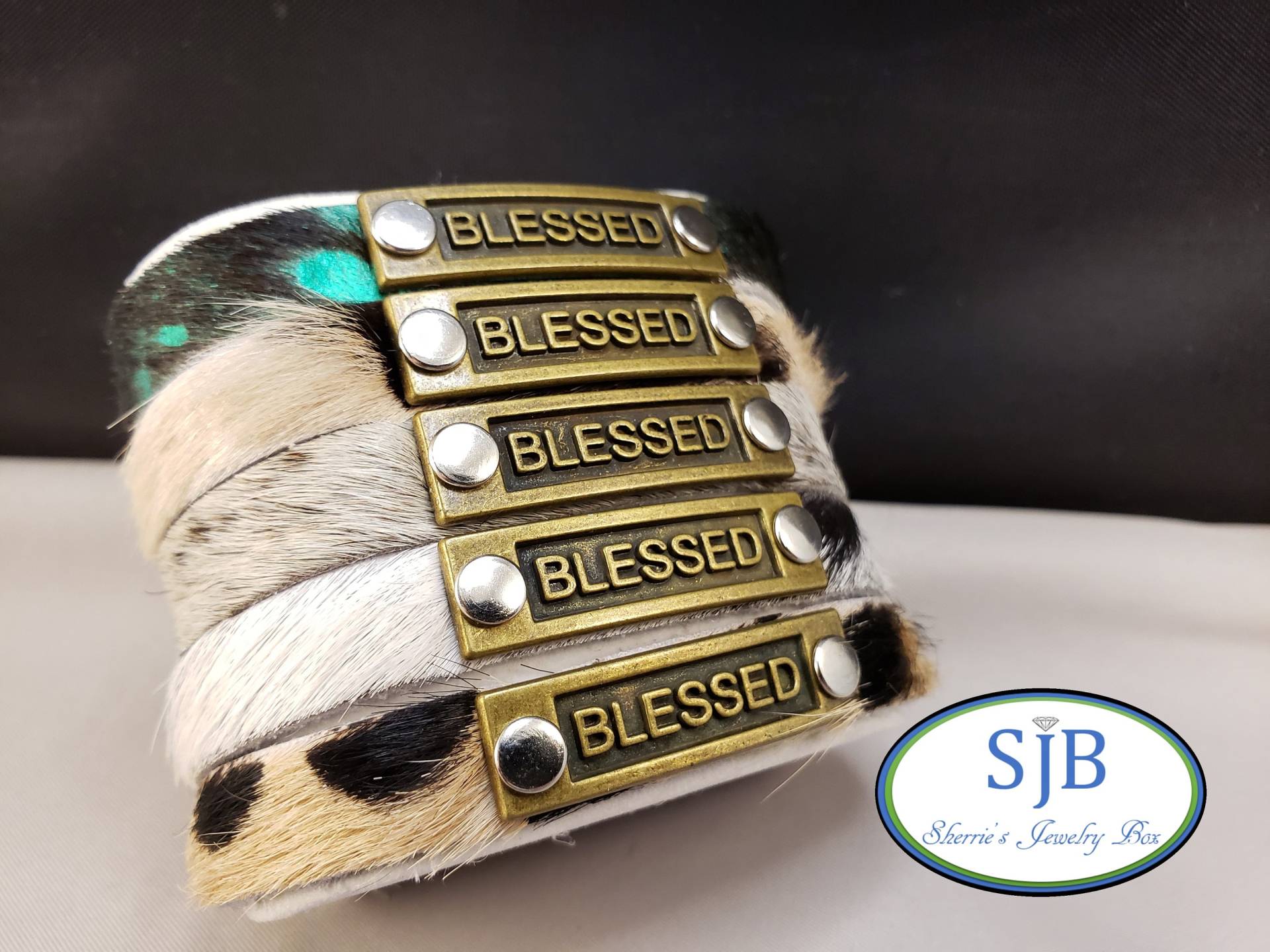 Lederarmband, Bararmband "Blessed", Echtlederarmband, Verstellbares #b310." von SherriesJewelryBox