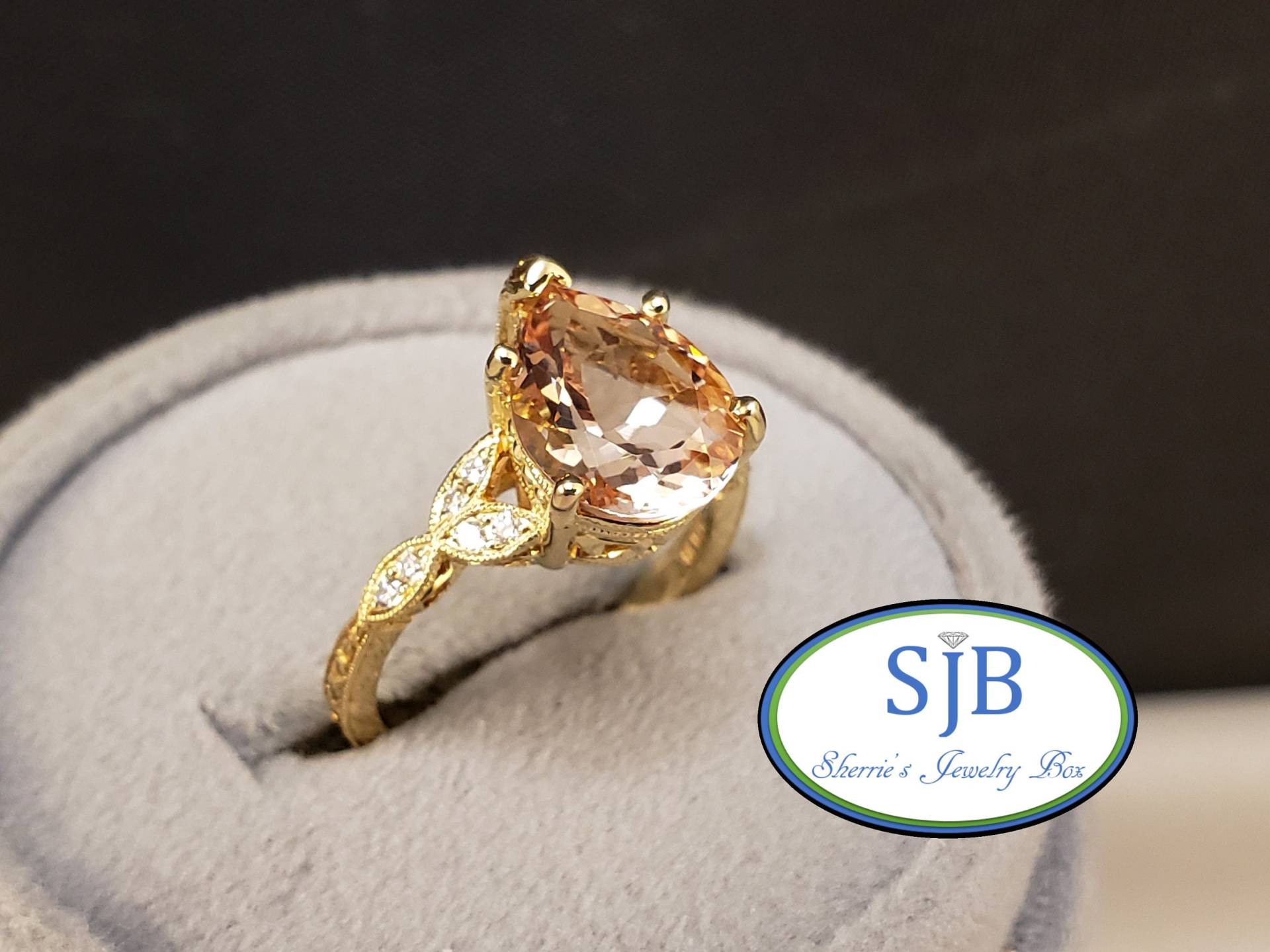 Morganit Verlobungsring, 750 Gelbgold Rosa & Diamant Ring, Verlobungsringe, Größe 6, 5, #r873 von SherriesJewelryBox