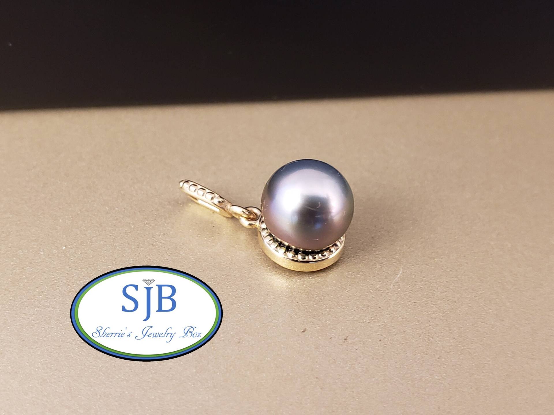 Perlenanhänger, 14K Schwarze Perle Anhänger, Gelbgold Schwarz Salzwasser Graue Schmuck Mit Schwarzer Perle, #p1220 von SherriesJewelryBox