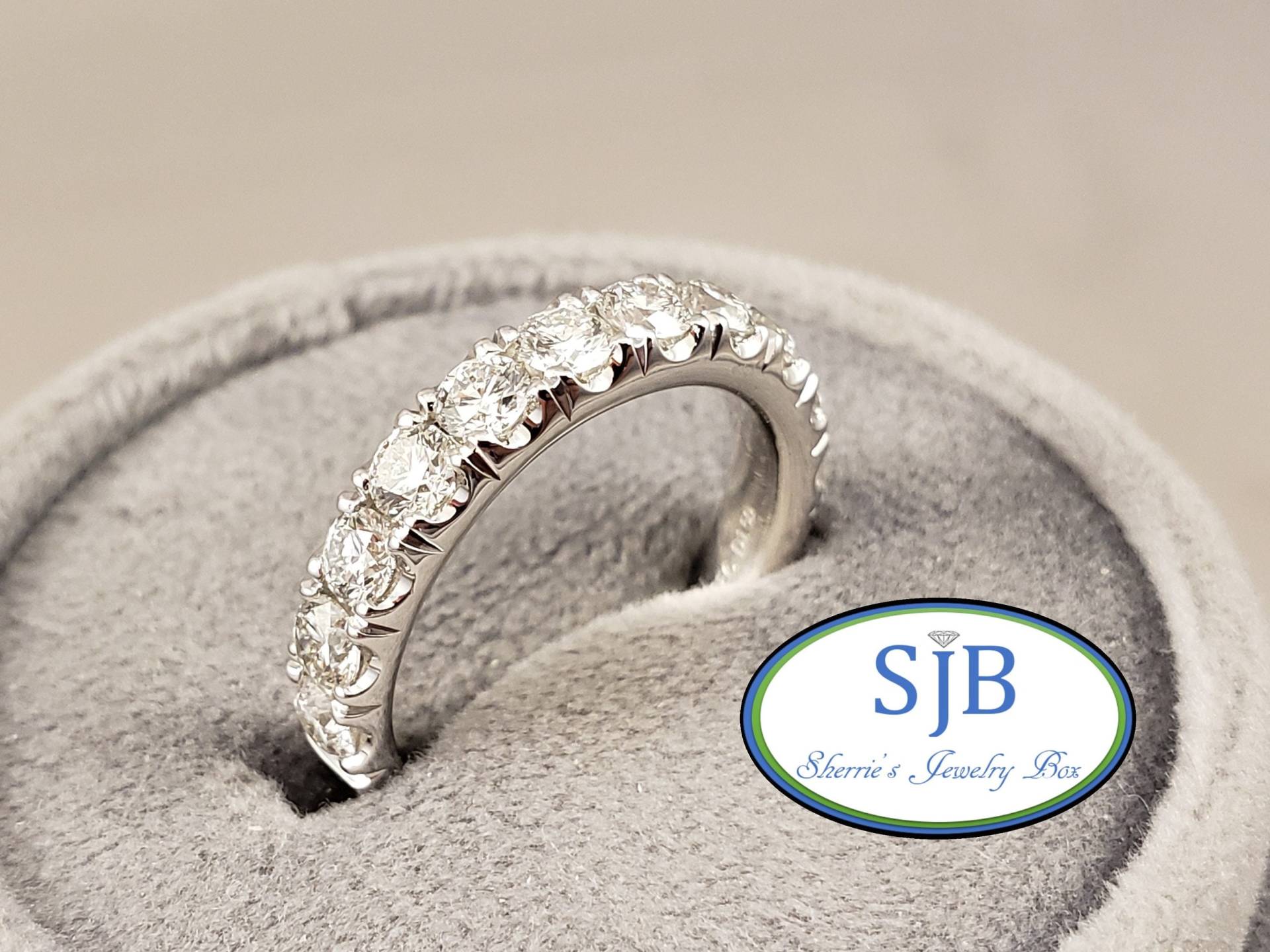 Platin Diamant Band, Ehering Platin, 1, 50 Karat 11 Stein Jubiläumsring, Größe 7, #bt846 von SherriesJewelryBox