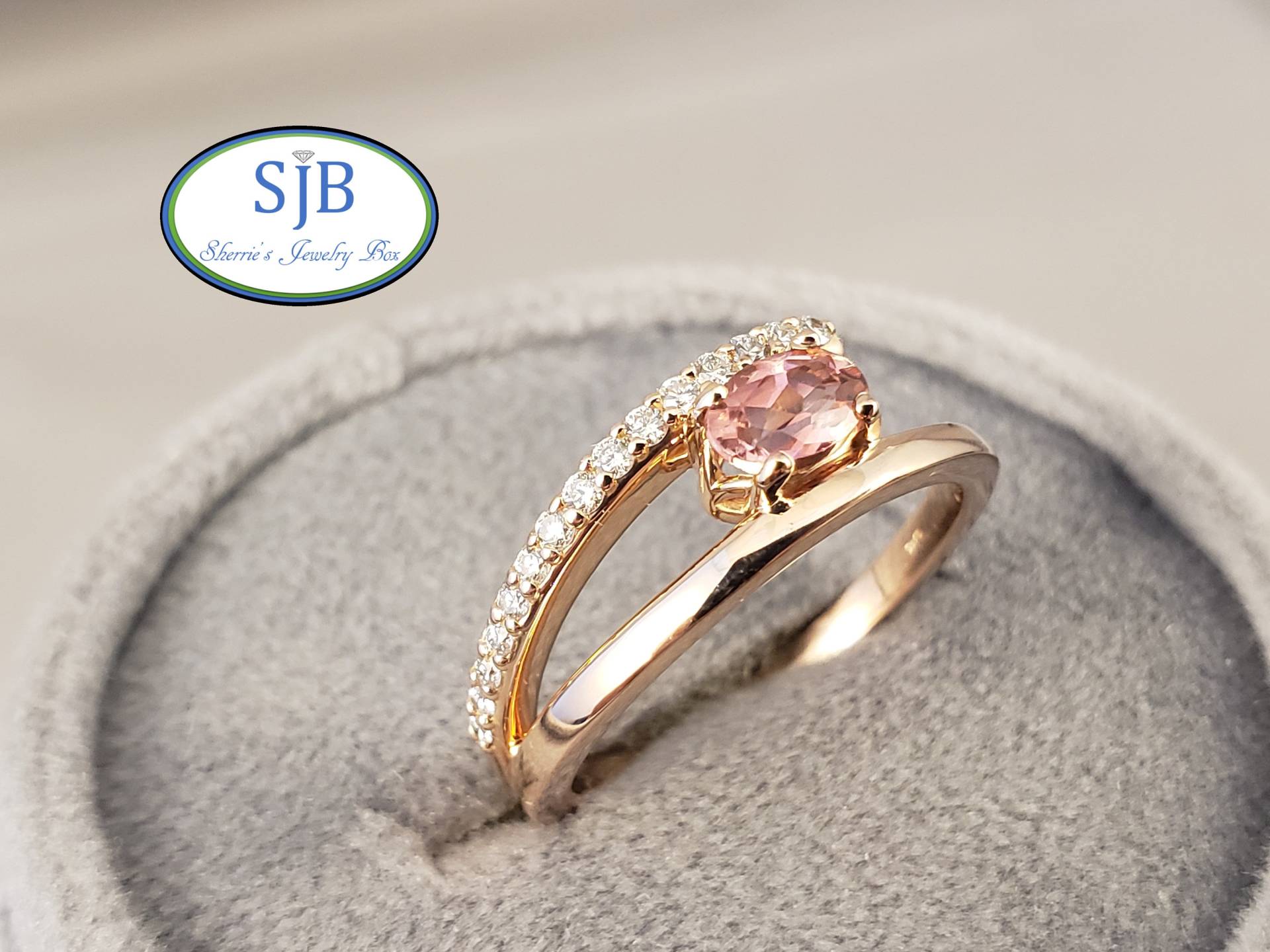 Rosa Turmalin Ring, 14K Rosegold & Diamant, Ring Größe 7, #r966 von SherriesJewelryBox