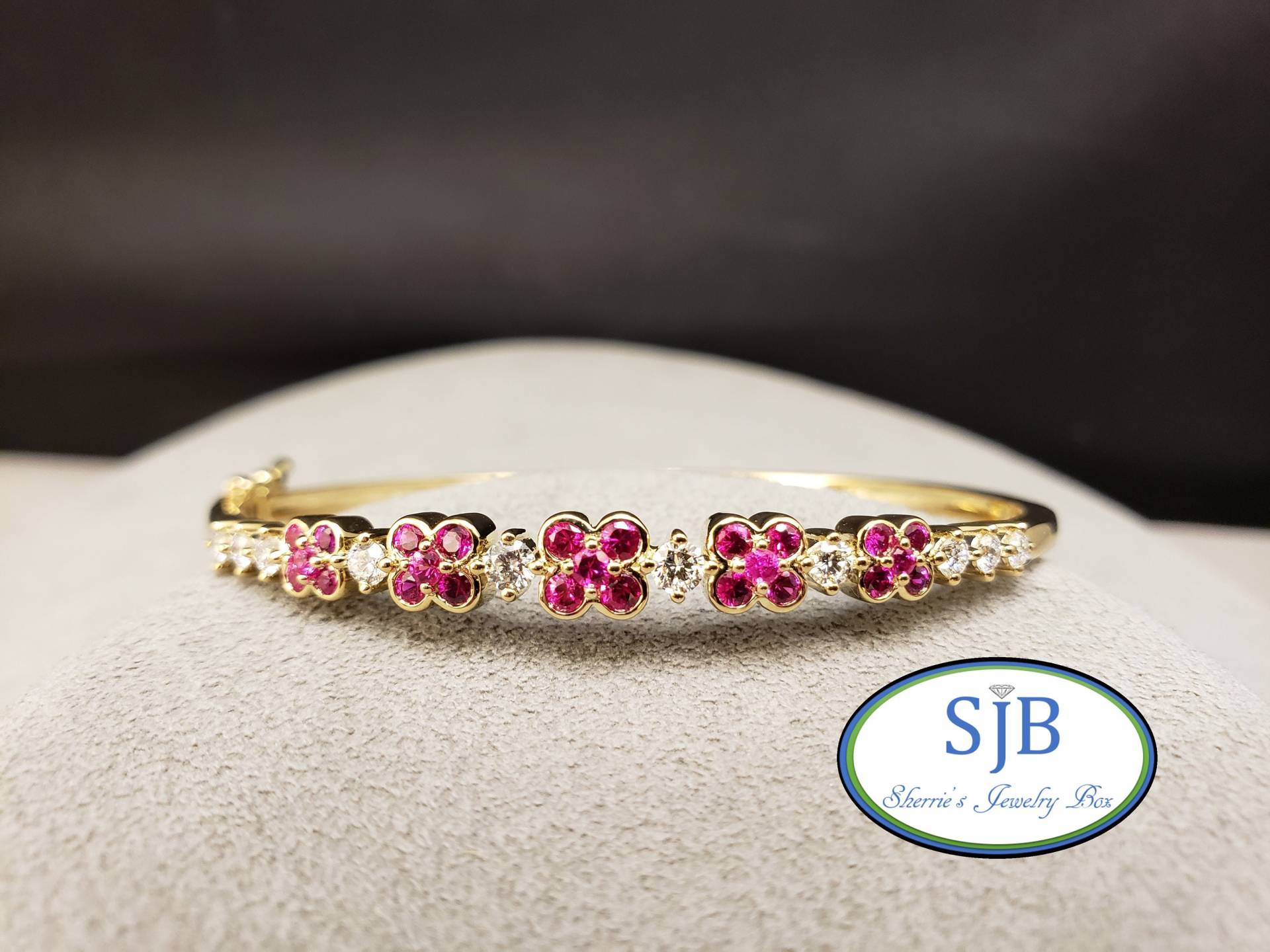 Rubin Armbänder, 14K & Diamant Armreif, Gelbgold Echter Und Lab #b295 von SherriesJewelryBox