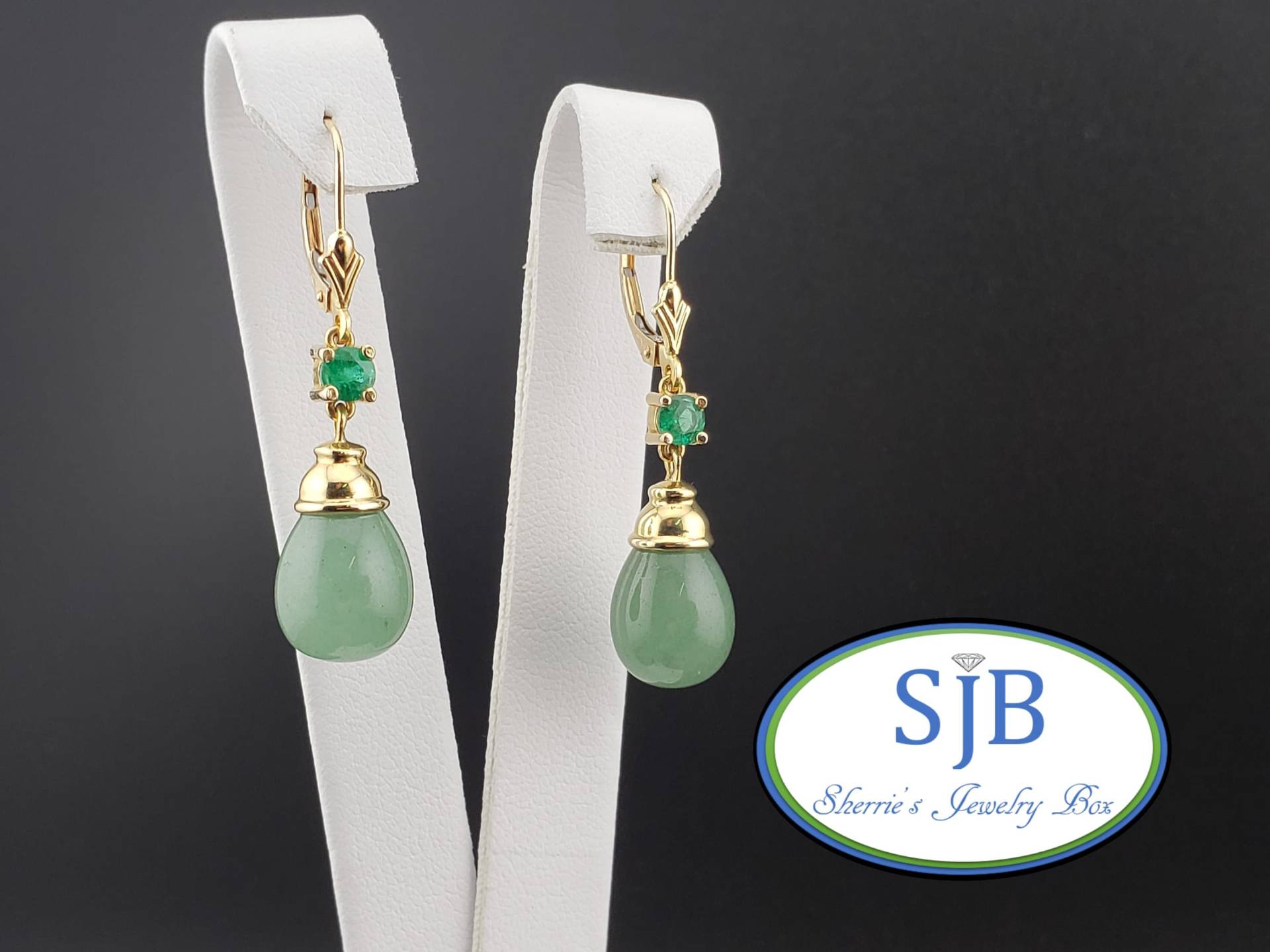 Smaragd Ohrringe, 14K Jade Gelbgold Grüne & Und Jadeschmuck, #e1601 von SherriesJewelryBox