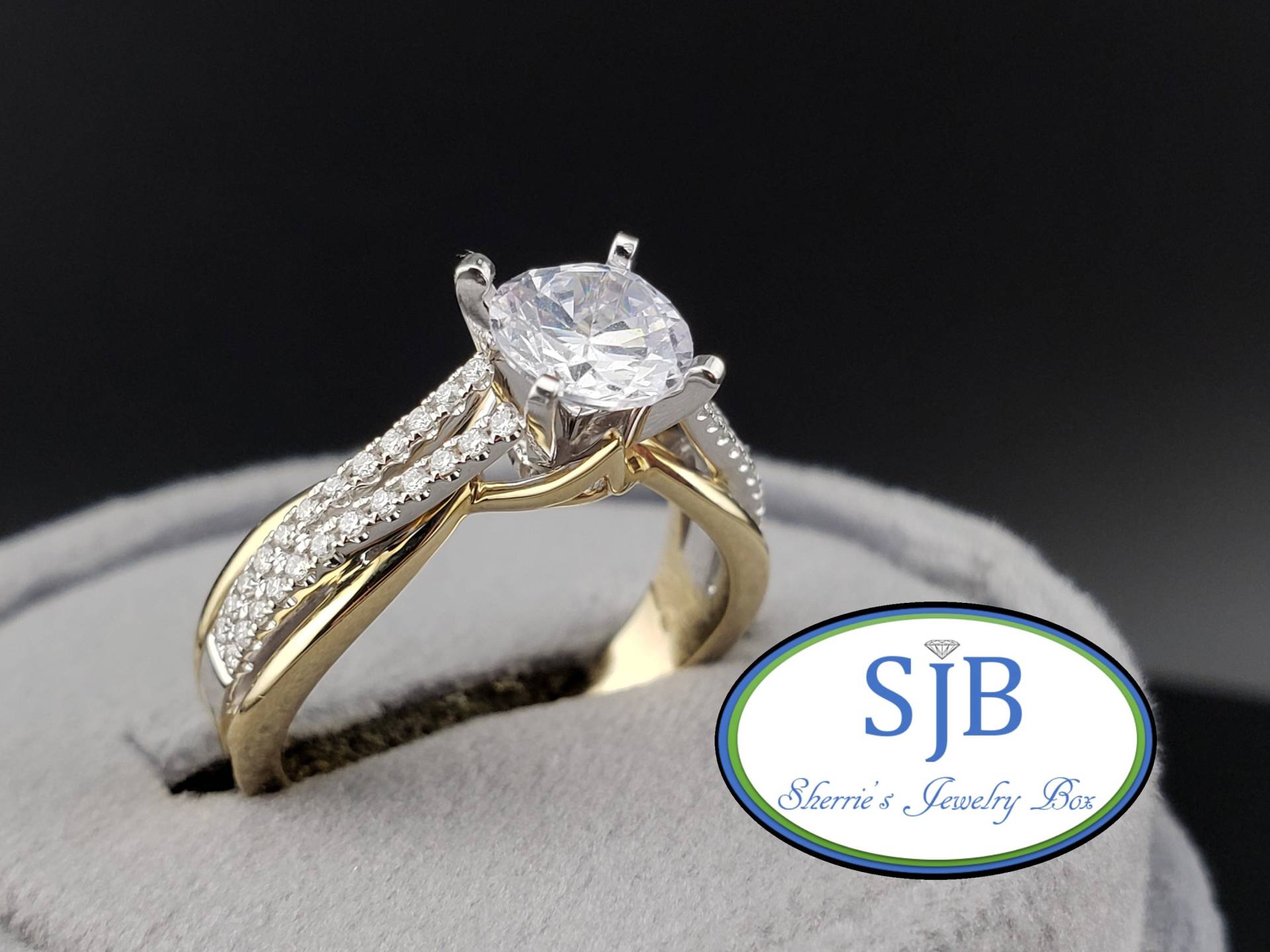 Verlobungsring, 14K Diamantring, 585 Weiss - & Gelbgold Diamant, Jubiläumsring, Größe 6.5, #bt827 von SherriesJewelryBox