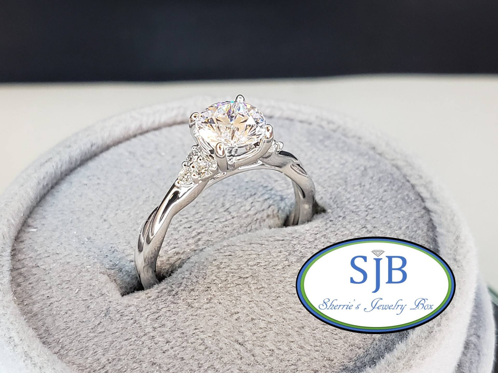 Verlobungsringe, 14K Diamant Verlobungsring, Weißgold Größe 6.5, #bt886 von SherriesJewelryBox