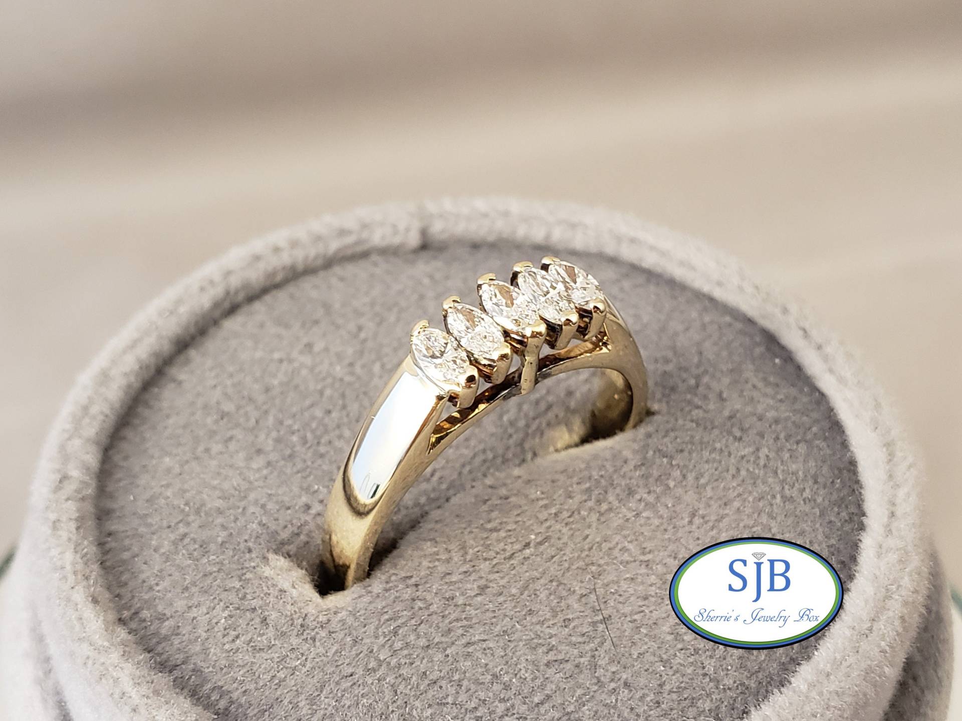 Verlobungsringe, 14K Gelbgold Marquise Diamant Verlobungsring, Jubiläumsringe, Stapelbare Ringe, Größe 9, 5, #c1387 von SherriesJewelryBox