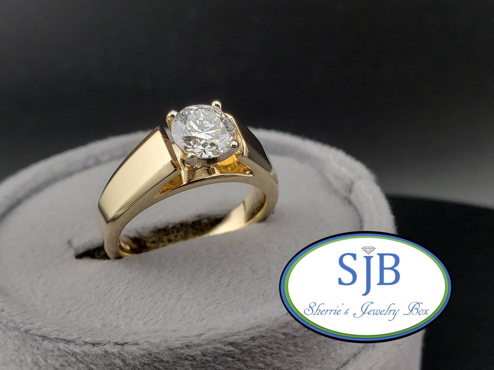 Verlobungsringe, 14K Gelbgold Solitaire 6.65mm Ringe, Simi Mount Grösse 6.25, #bt727 von SherriesJewelryBox