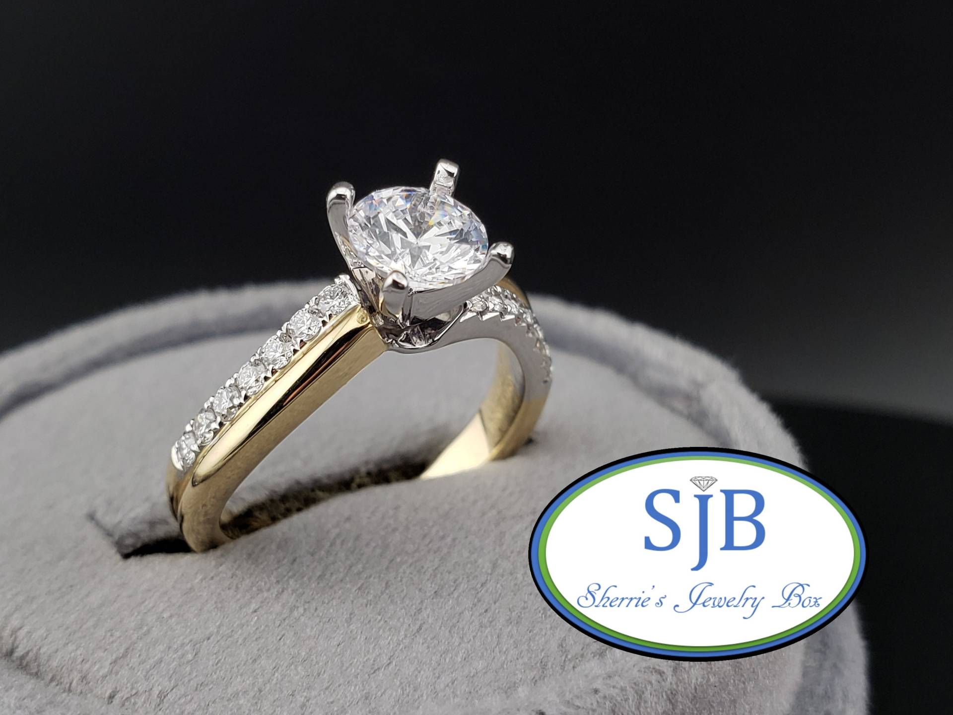 Verlobungsringe, 14K Zweifarbiger Diamant-Verlobungsring, Gelb - & Weißgold-Verlobungsring, Semi Mount Diamantringe, Größe 6, 5, #bt780 von SherriesJewelryBox