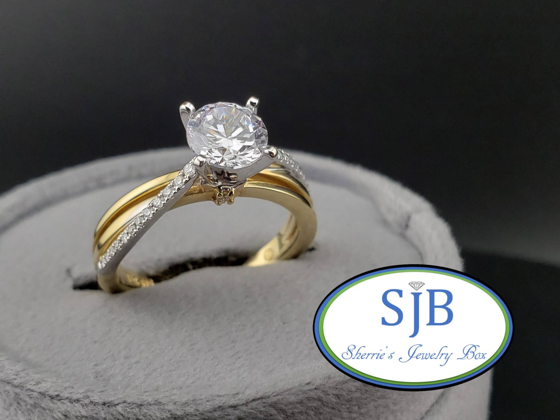 Verlobungsringe, 14K Zweifarbiger Diamant-Verlobungsringe, Weiß - Und Gelbgold-Diamantring, Diamant-Jubiläumsringe, Größe 6, 5, #bt826 von SherriesJewelryBox