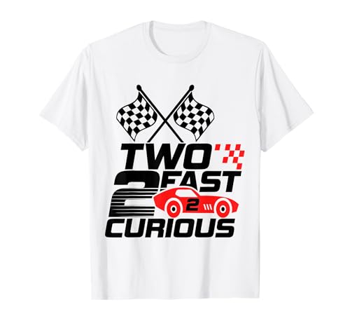 Two Fast 2 Curious Race Car 2. Geburtstag Kleinkind Junge Mädchen T-Shirt von Shertvibes 2 Year Old Race Car Two Fast 2 Curious