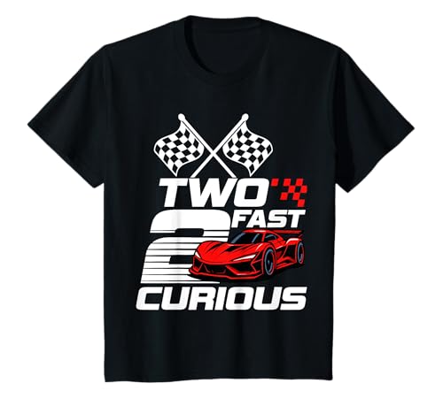 Two Fast 2 Curious Race Car 2. Geburtstag Kleinkind Junge Mädchen T-Shirt von Shertvibes 2 Year Old Race Car Two Fast 2 Curious
